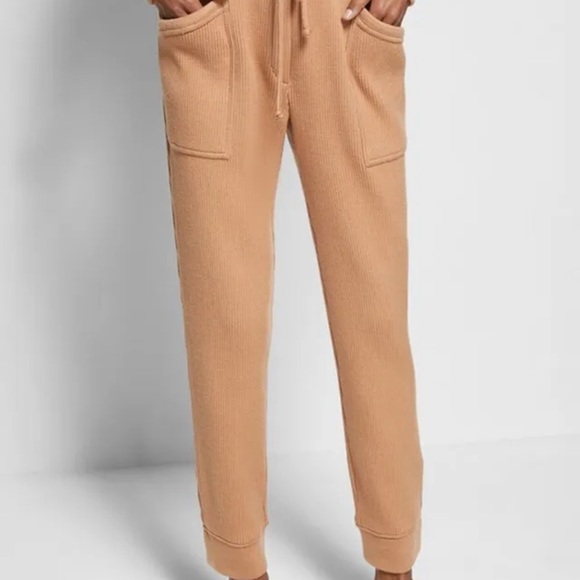 JONATHAN SIMKHAI DANNY Rib Knit Joggers track pants CAMEL size Large - Picture 4 of 13